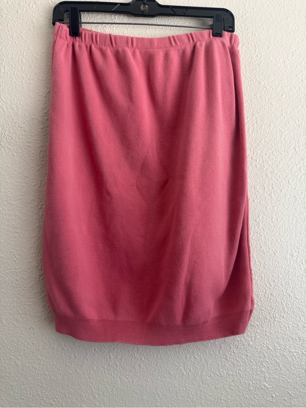 Pink Knit Pencil Skirt with Elastic Waistband